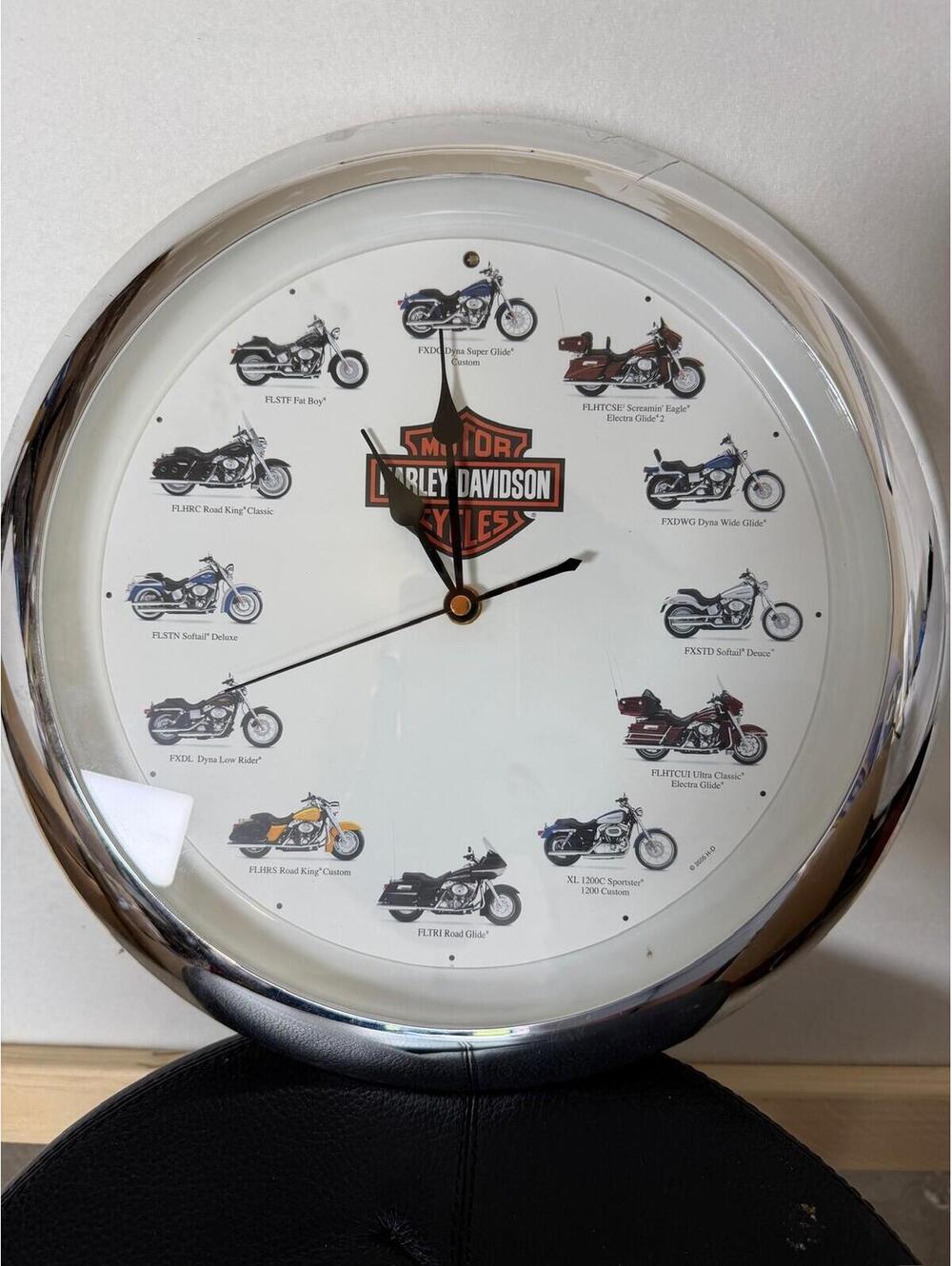 Harley-Davidson Motorcycles Collage Wall Clock Chrome Frame Used - Good